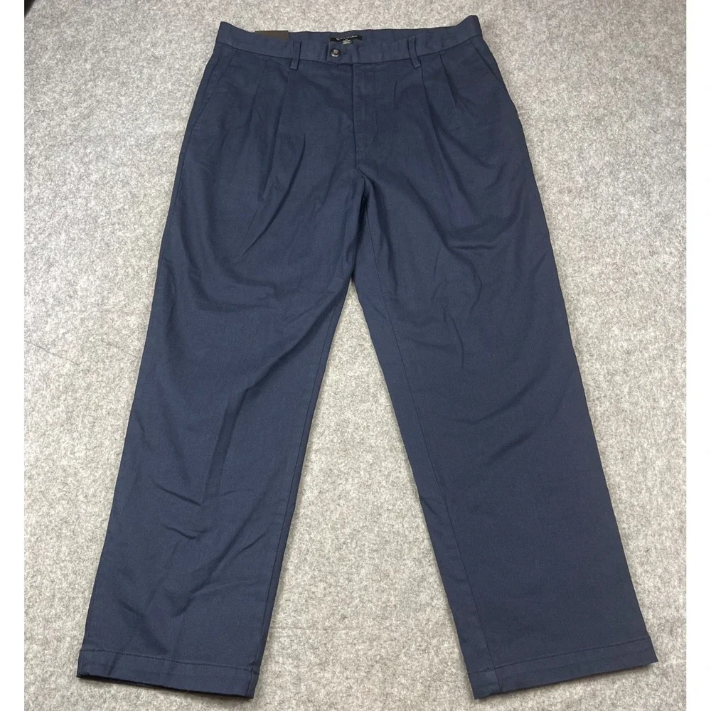 BANANA REPUBLIC Chino Pants Mens 36x340 Navy Pleated Military NWT MSRP‎ $100